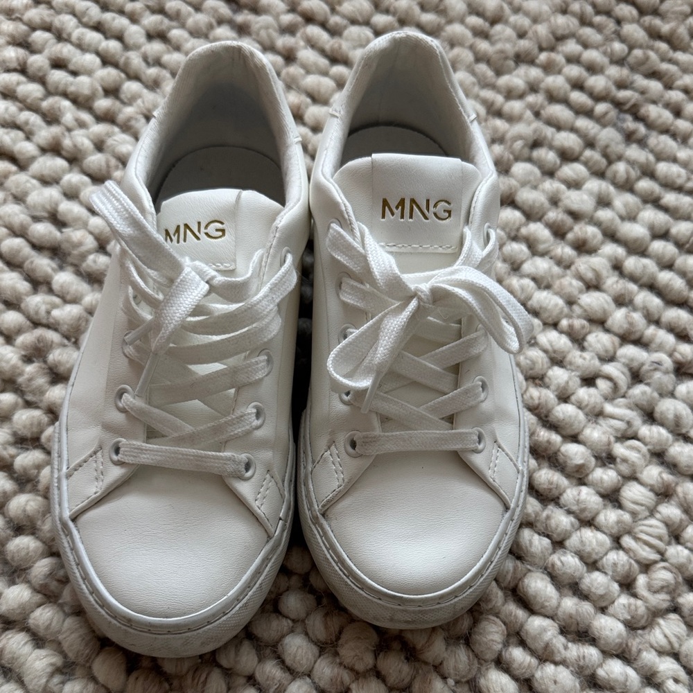 Mango Kids Sneakers in White with Gold Accents